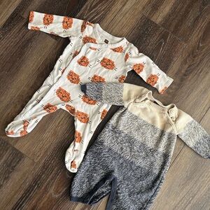 Tea Collection Orange Lion Print and Sweater Jumpsuit